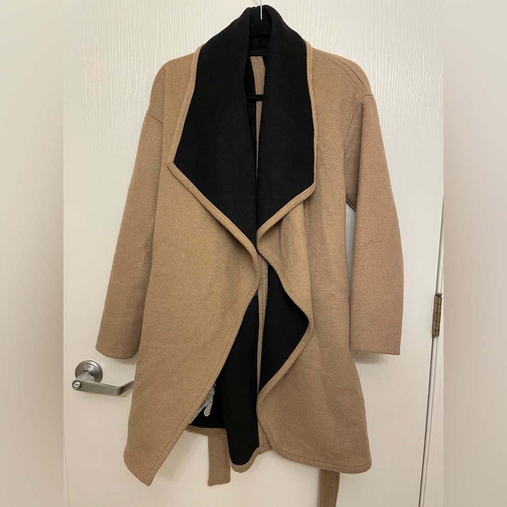 Mango wool wrap coat in camel